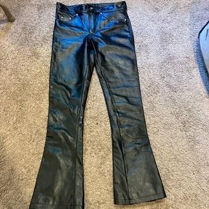 Nyrva black leather flare pants